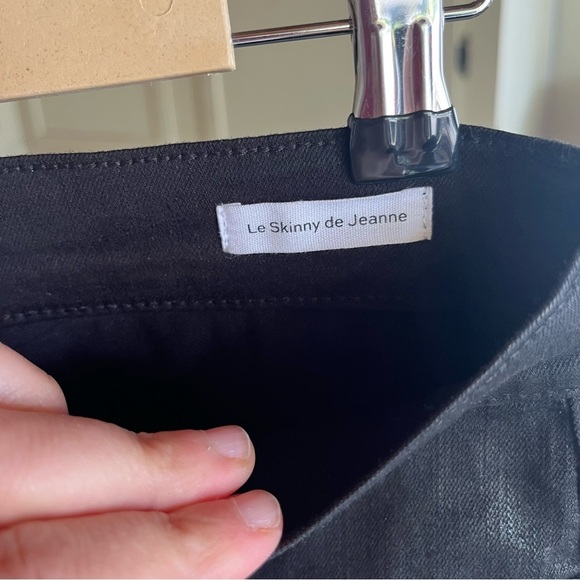 Frame Denim Sleek Shiny Le Skinny de Jeanne Black Skinny Jeans - Picture 6 of 11